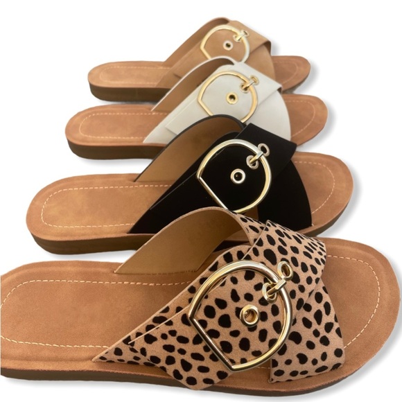 Cheetah Print Adjustable Buckle Criss Cross Sandal - Picture 6 of 11